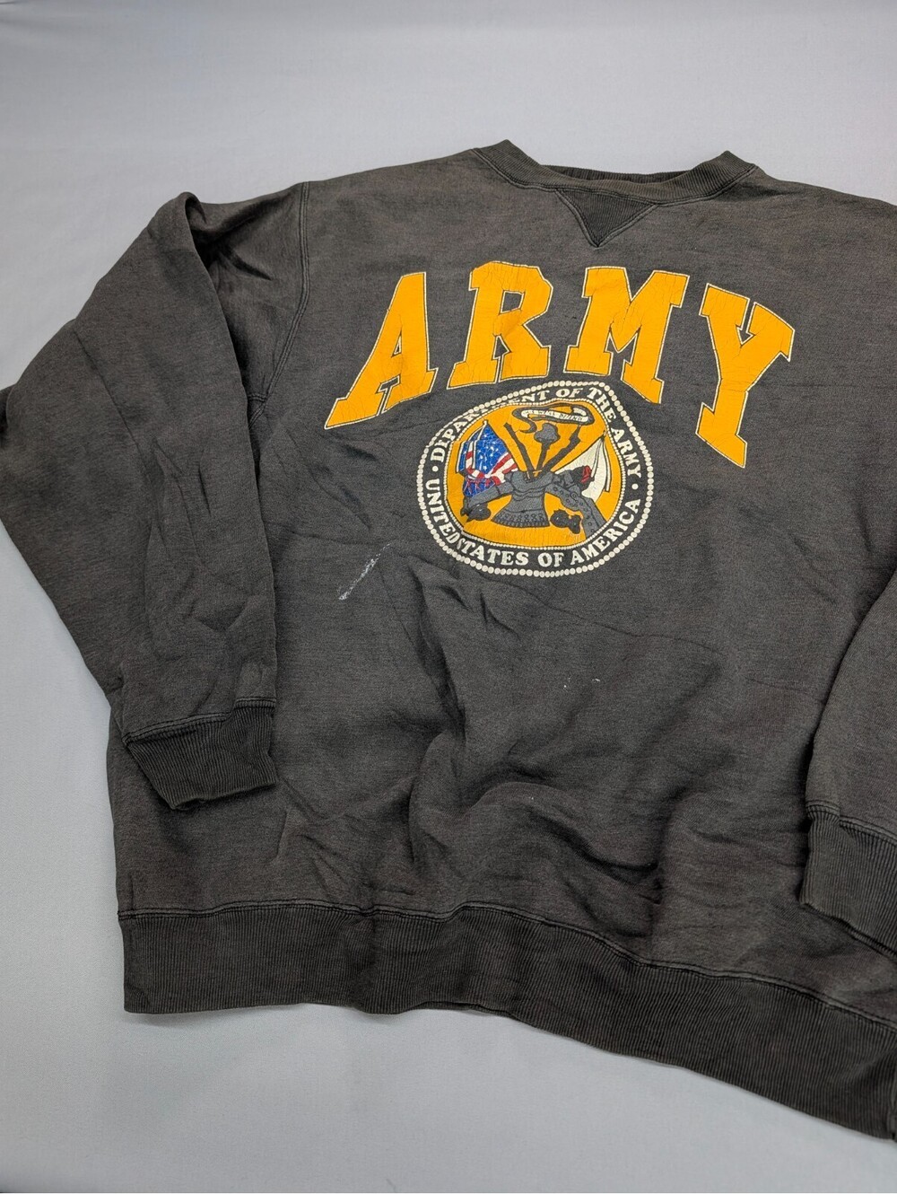 Vintage US Army Sweatshirt Galt Sand Large Grey Distressed